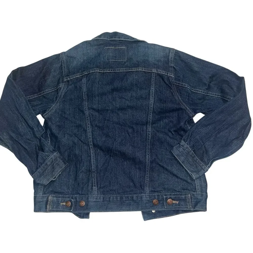 LEVI'S Women's Large Denim Blue Classic Dark Wash Trucker Style Jacket
